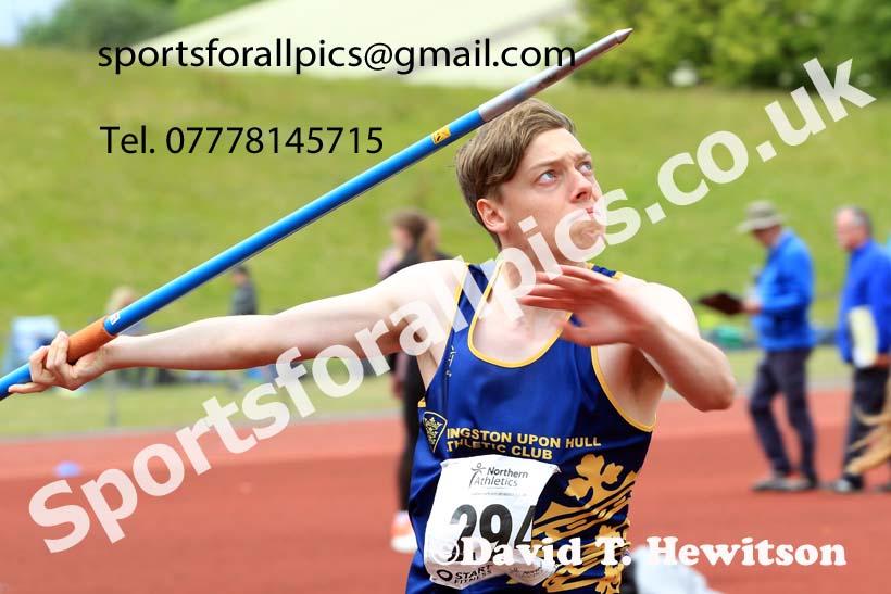 Mens under-20s javelin, 2022 Northern Senior and Under-20 Champs., Wavertree Athletics Centre, Liverpool. Photo: David T. Hewitson/Sports for All Pics